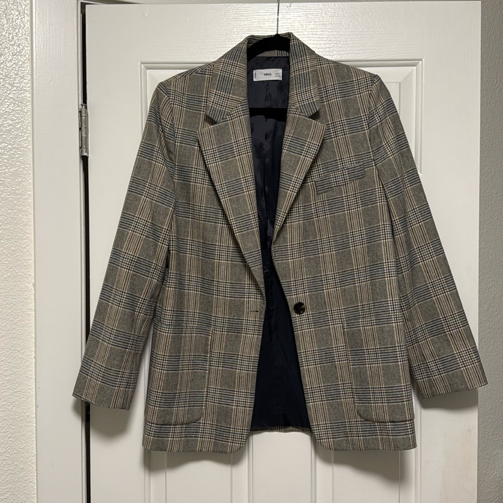 Mango Wool Check Blazer